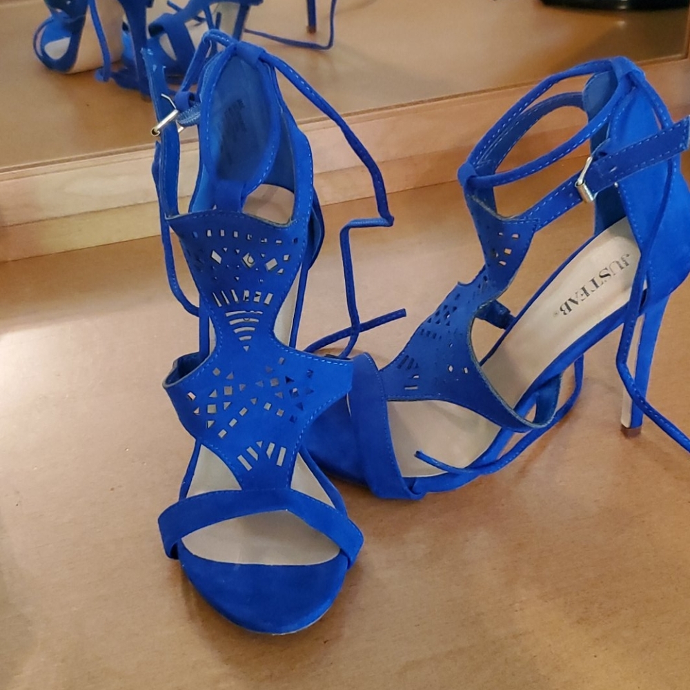 Royal blue high heeled sandal